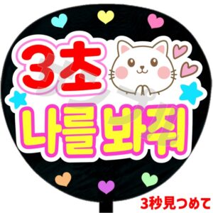 うちわシール・韓国語【３秒見つめて ネコ】